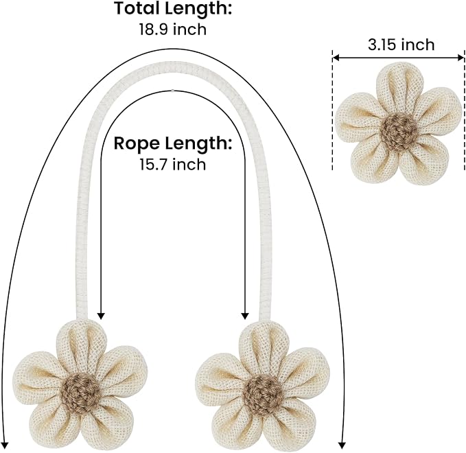 KLOGTSIND Flower Curtain Tiebacks, 2 Pack Curtain Ties Elegant DIY Curtain - Image 3