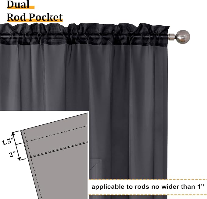 Aiyufeng Black Sheer Curtains 96" Long - Image 5