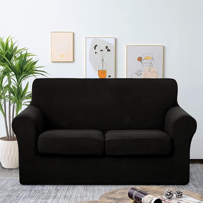 U-NICE HOME 3 Pieces Stretch Loveseat Couch Cover Sofa Cover Washable Sofa - Image 2