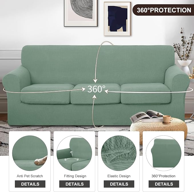 U-NICE HOME 4 Pieces Stretch Couch Cover Sofa Cover Washable Sofa Slipcover - Image 4