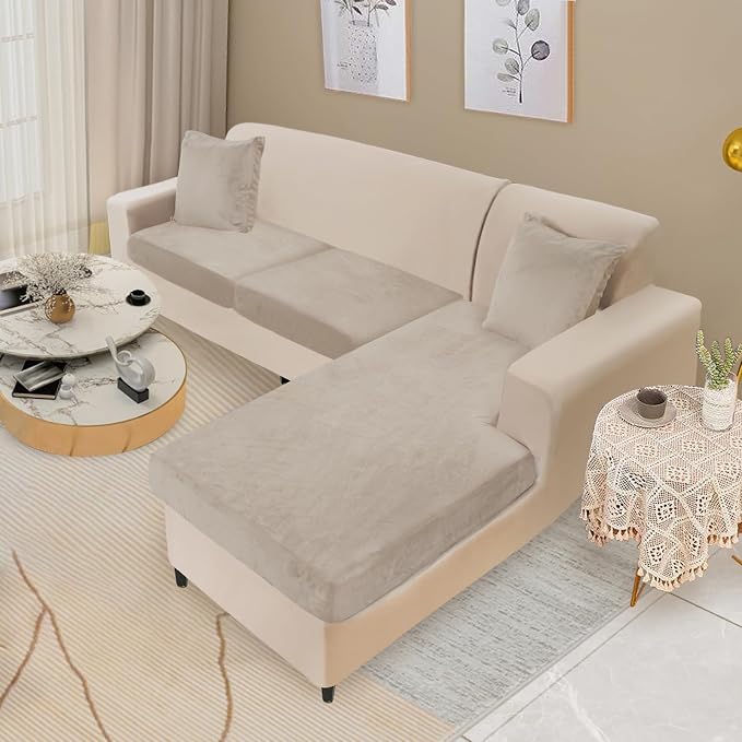 NAISI Sectional Couch Cover 3 Pieces Velvet Separate Couch Cushion Covers L - Image 2