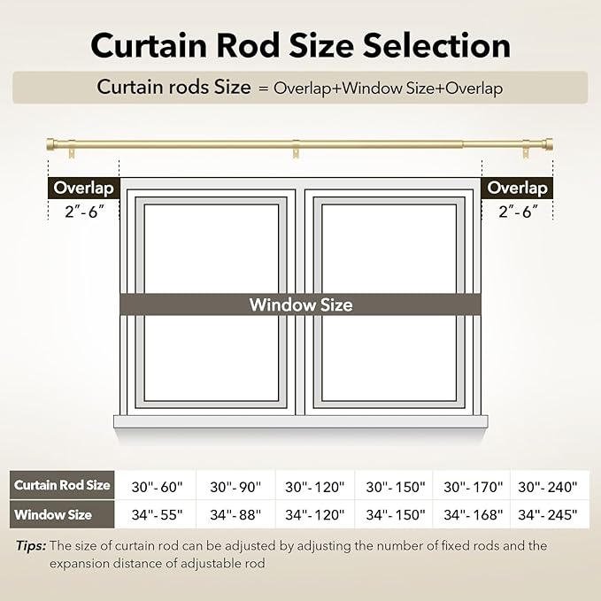 IFELS Heavy Duty Curtain Rods for Windows 66 to 120 Inch, 1 Inch Adjustable - Image 5