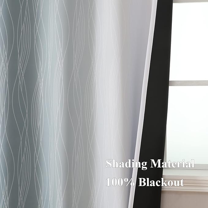 Estelar Textiler Stone Blue and Greyish White Ombre Blackout Curtains 90 Inch - Image 5