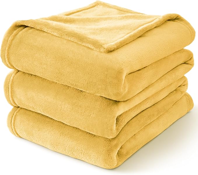 BEDELITE Fleece Blanket Twin Size Cream Yellow Throw Blankets - Image 7