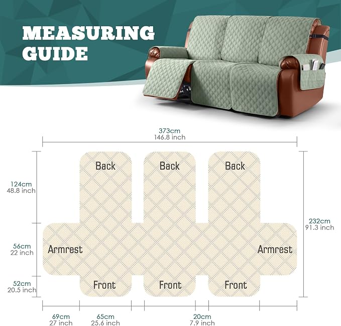 Ruaozz Waterproof Recliner Sofa Covers, 1-Piece Couch Covers - Image 2