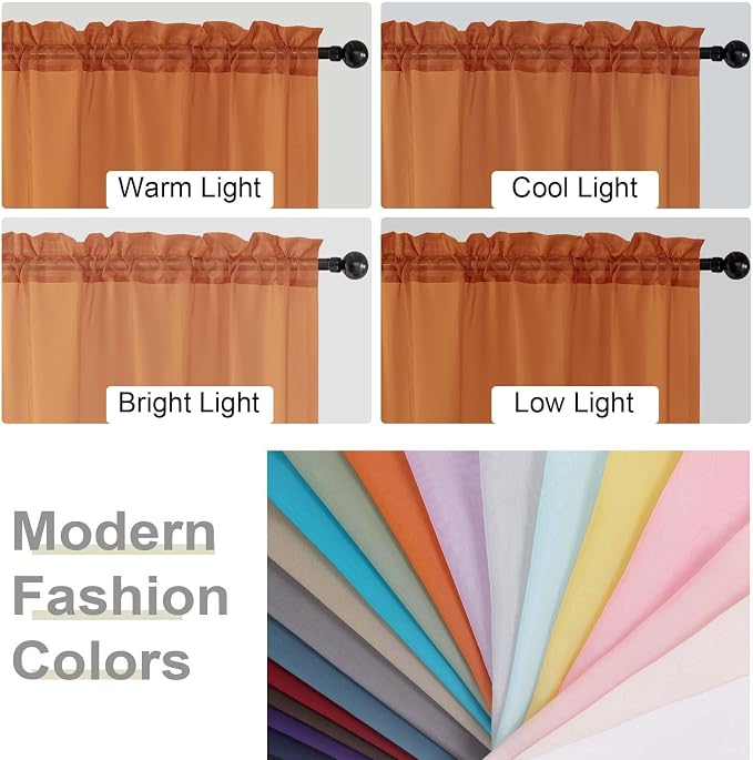 Sheer Orange Curtains for Bedroom Living Room 90 Inches Long 2 Panels Set - Image 7