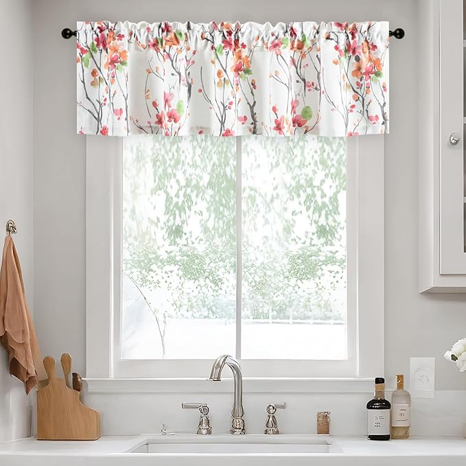 Leeva Blossoming Flower Farmhouse Valance, Rod Pocket Light Filtering Privacy - Image 2