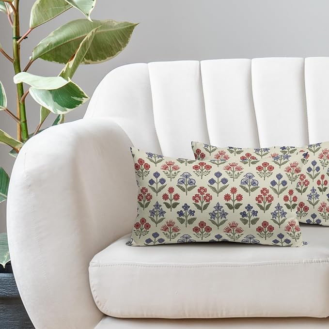 4th of July Patriotic Floral Pillow Covers 12x20 Inch Set of 2 - Image 5