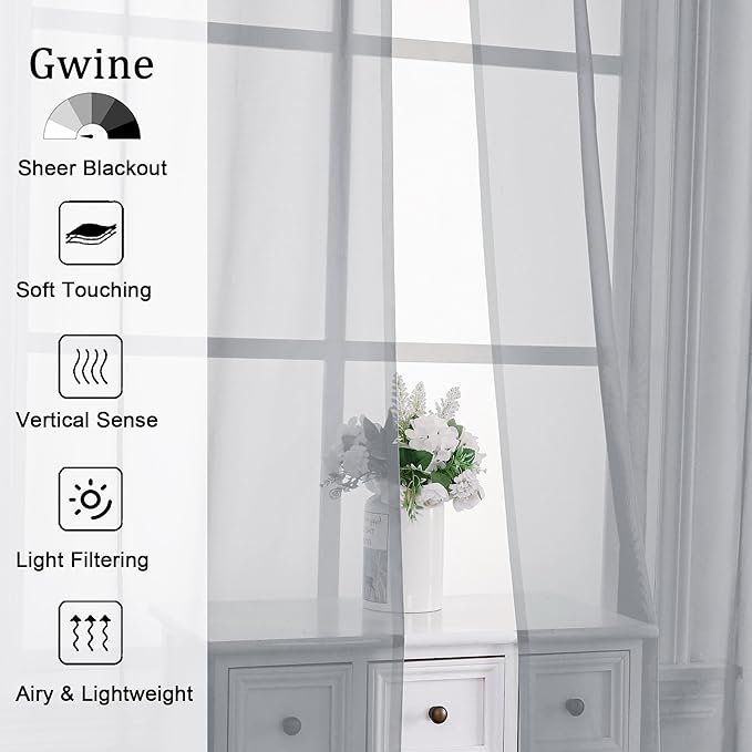 Gwine Light Grey Sheer Curtains - Image 2