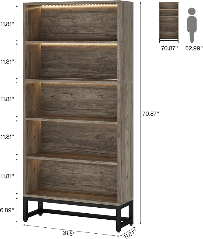 Tribesigns Tall Bookcase Bookshelf, 70.8" Large Bookcases Organizer - Image 2