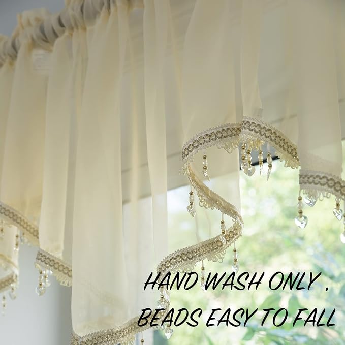PearAge Beaded Sheer Valance Curtains - Image 5