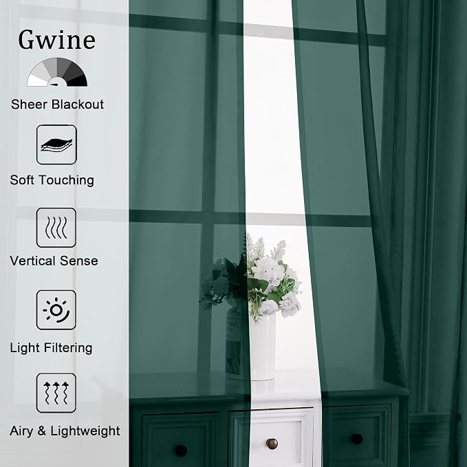 Gwine Hunter Green Sheer Curtains - Image 2