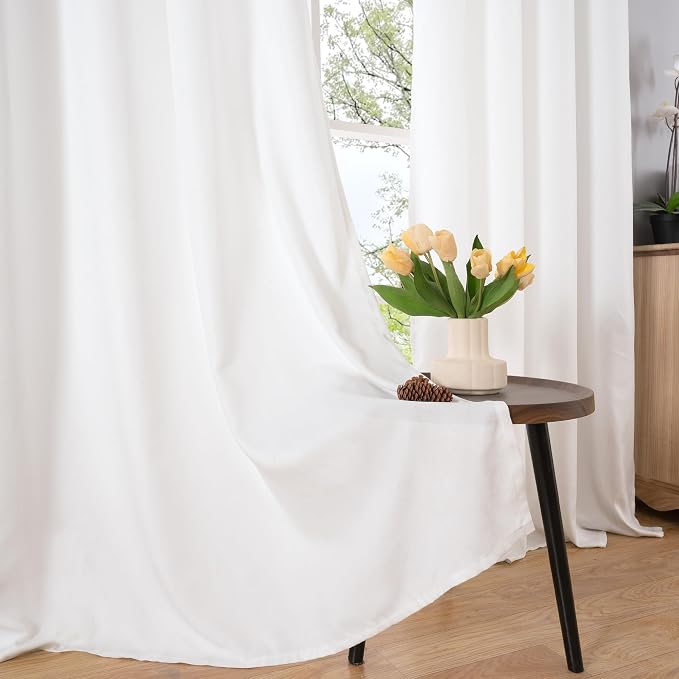 BGment 102 Inch Long White Linen Curtains - Image 9