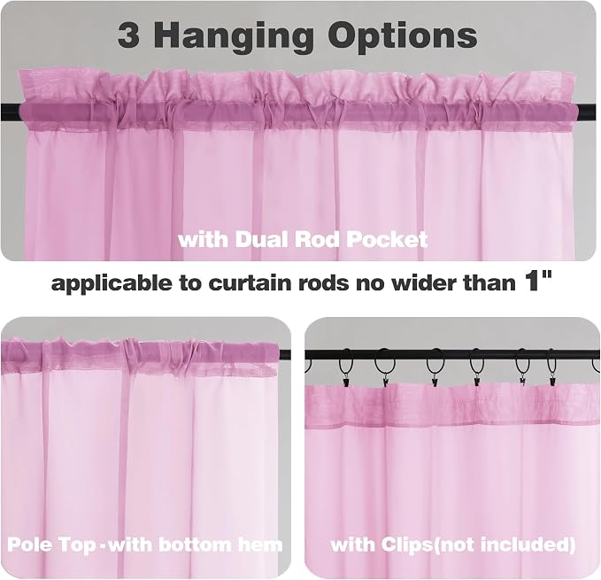 Chyhomenyc Pink Sheer Curtains 108 Inches Long - Image 7