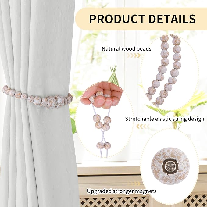 Magnetic Curtain Tiebacks, 2 Pack Curtain Holdbacks - Image 5