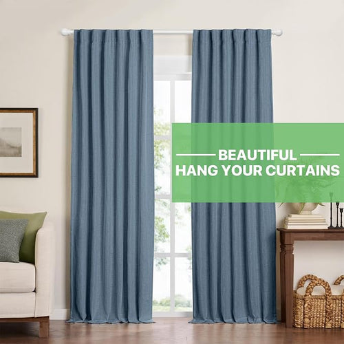 2 Pack White Metal Curtain Rods, 28-60 inch, Heavy Duty, Adjustable, Wall - Image 2