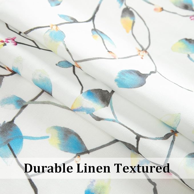Leeva Floral Kitchen Valances for Windows, Smooth Linen Textured Short Valance - Image 6