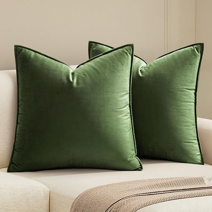 MIULEE Moss Green Decorative Velvet Throw Pillow Covers Soft Pillow Covers by MIULEE