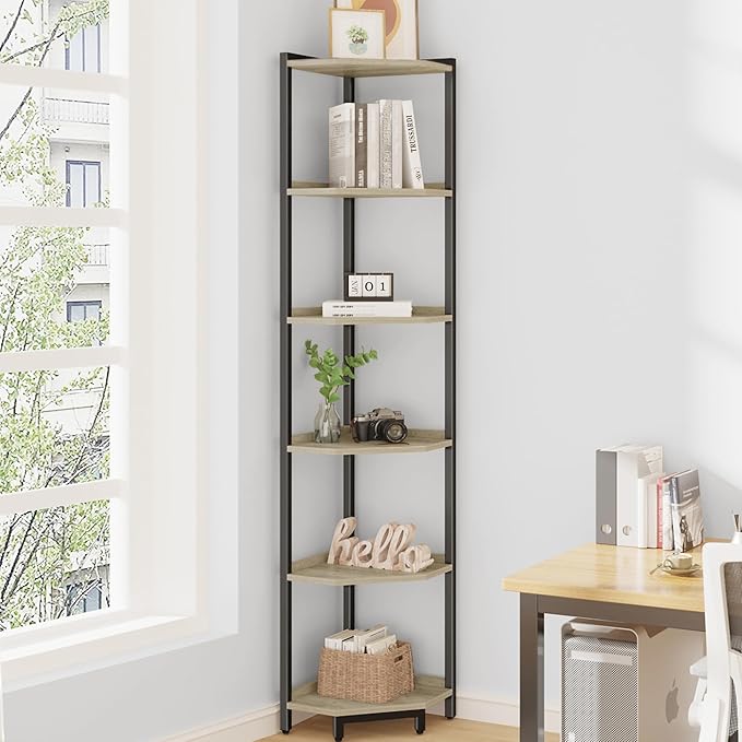 Hzuaneri Corner Shelf Stand, Corner Bookshelf, Storage Standing Shelf Unit by Hzuaneri