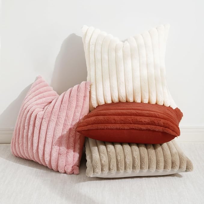 decorUhome Cozy Faux Fur Throw Pillow Covers 20x20 Set of 2 Decorative Soft - Image 5