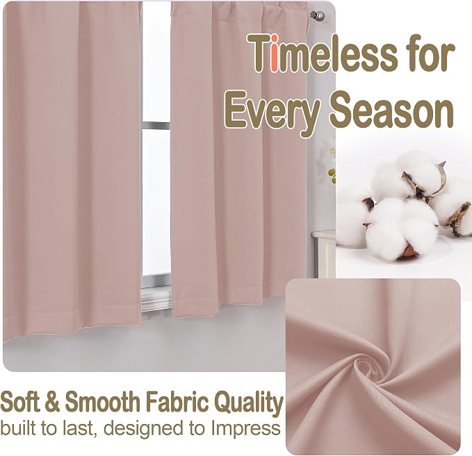 OVZME Blush Pink Curtains for Small Window Treatment, Light Blocking Short - Image 7