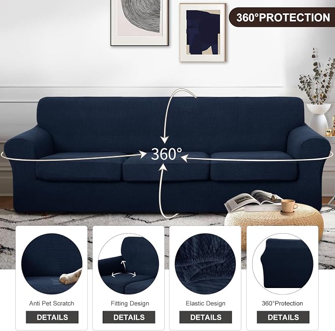 U-NICE HOME 4 Pieces Oversized Stretch Couch Cover Sofa Cover Washable Slipcover - Image 4