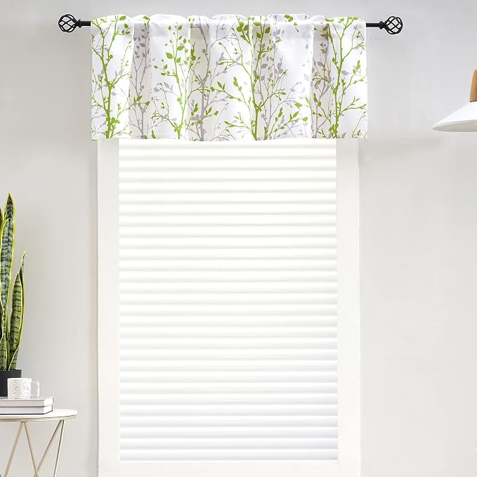 Luvyohmee Kitchen Valances for Windows, Sage Green Valance Curtains, Tree - Image 2