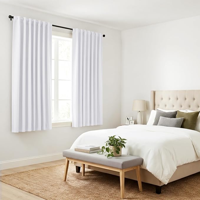 PONY DANCE 50% Blackout Window Curtain Panels - 42 W x 72 L Pure White Light - Image 8