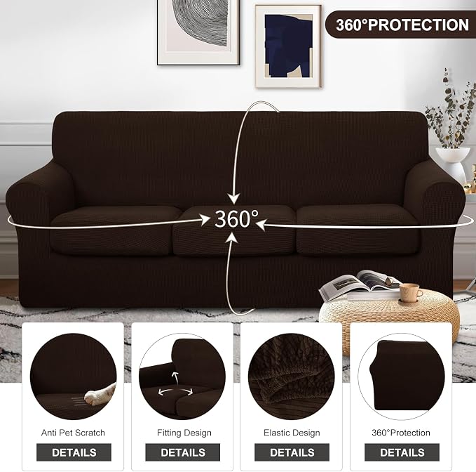 U-NICE HOME 4 Pieces Stretch Couch Cover Sofa Cover Washable Sofa Slipcover - Image 4