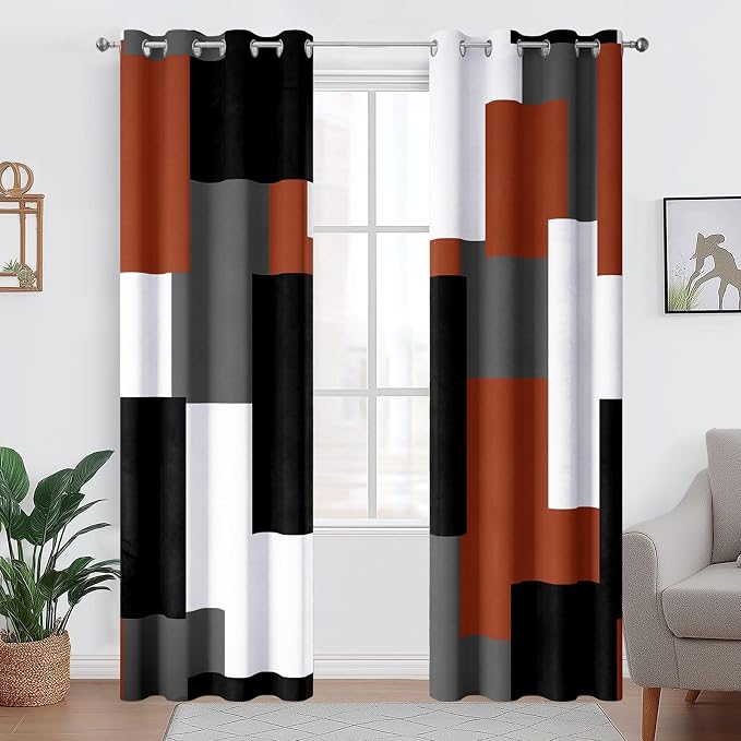 Tyrot Burnt Orange 100% Blackout Curtains - Image 2