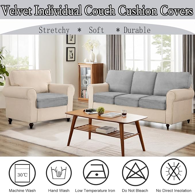 NAISI Couch Cushion Covers 1 Piece Velvet Stretch Sofa Seat Covers or Backrest - Image 5