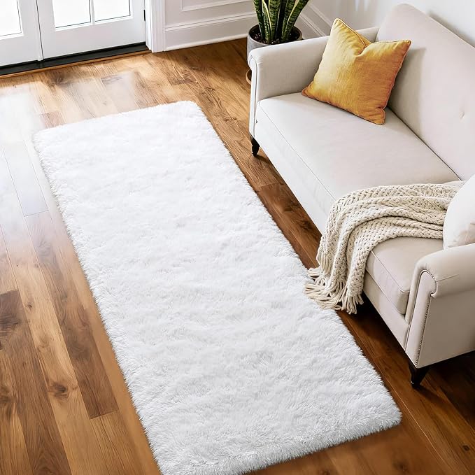Merelax Soft Runner Rugs for Living Room Hallways Entry, 2x6 Snow White Fluffy by Merelax