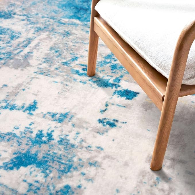 KOZYFLY Modern Abstract Runner Rug 2x6 Turquoise/Beige/Grey/Yellow Runners - Image 7