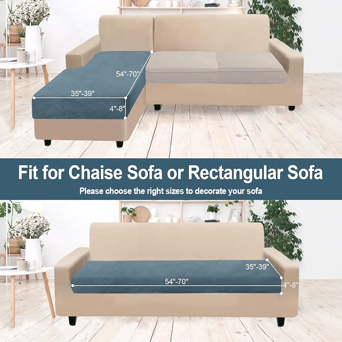 NAISI Sectional Couch Cover 1 Piece Velvet Separate Chaise Lounge Cover Soft - Image 4