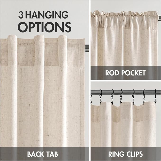 MIULEE Non-See-Through Privacy Linen Curtains 2 Panels, Light Filtering Window - Image 6