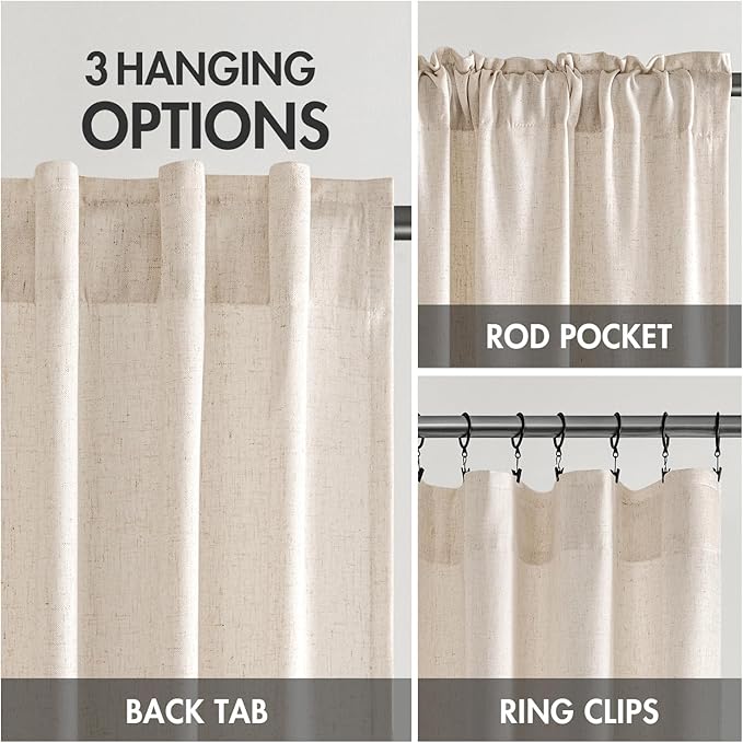 MIULEE Non-See-Through Privacy Linen Curtains 2 Panels, Light Filtering Window - Image 6