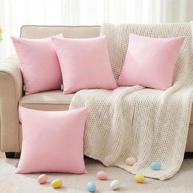 Thmyo 4-Pack 100% Cotton Comfortable Solid Decorative Throw Pillow Case Square - Image 2
