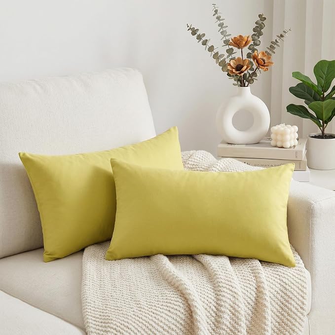 Thmyo 4-Pack 100% Cotton Lumbar Comfortable Solid Decorative Throw Pillow Case - Image 3