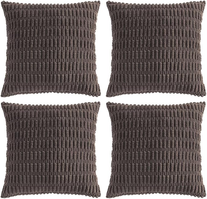 Fancy Homi 4 Packs Boho Dark Brown Decorative Throw Pillow Covers 18x18 Inch by Fancy+Homi