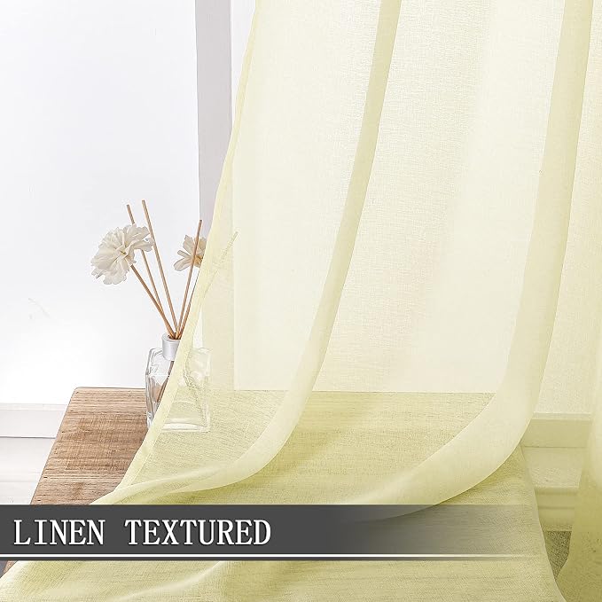 Tollpiz Sheer Tier Curtains Kitchen Linen Textured Half Curtain Sheers Light - Image 2