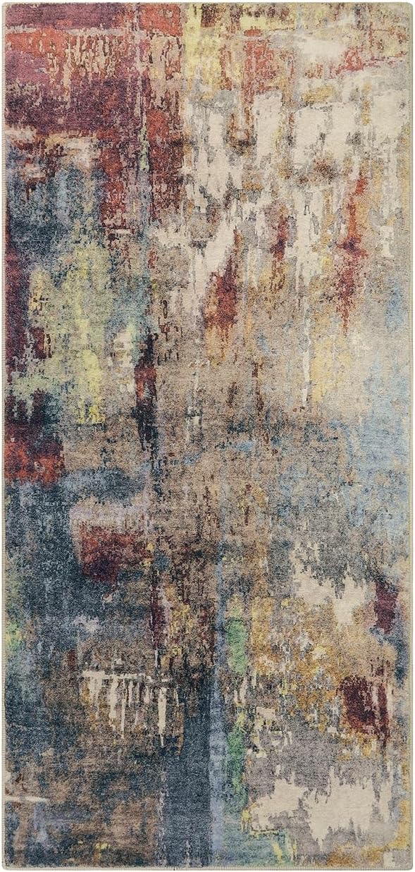 Lahome Modern Abstract Bathroom Runner Rug, 2x4.3 Red Entryway Carpet Runner - Image 7