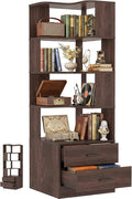 Armocity Corner Bookshelf with Drawers, 7 Tier Corner Book Shelf Display by Armocity