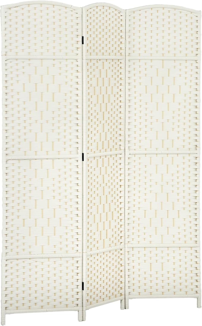 HOMCOM Room Divider, 6 Ft 3 Panel Folding Privacy Screen, Hand-Woven PP Wall by HOMCOM