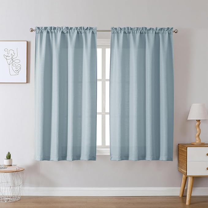 Chyhomenyc Bennet Aqua with Greenish Tone Curtains 54 Inch Length 2 Panels by Chyhomenyc