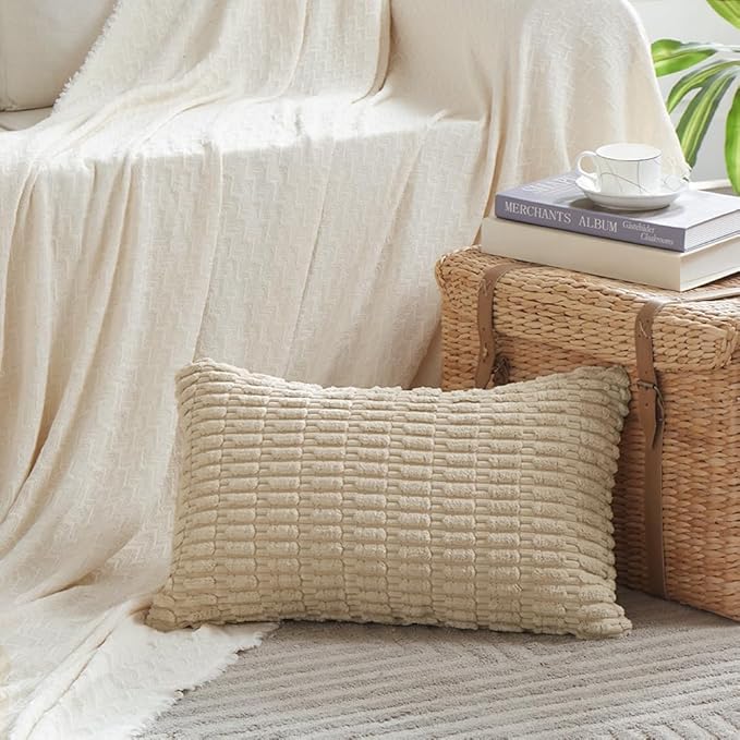 Fancy Homi 4 Packs Tan Decorative Throw Pillow Covers 16x24 Inch - Image 2
