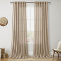 Sepia Beige Linen Curtains 112 Inches Long by Nanspring