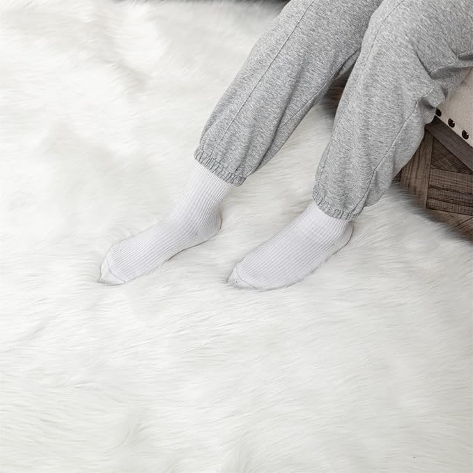 Faux White Bear Rug Faux Cowhide Carpet Animal Print Area Rug Faux Sheepskin - Image 7