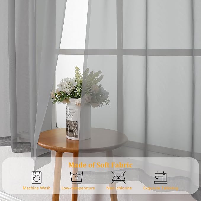 Gwine Light Grey Valances for Windows, Small Light Filtering Rod Pocket Cafe - Image 8