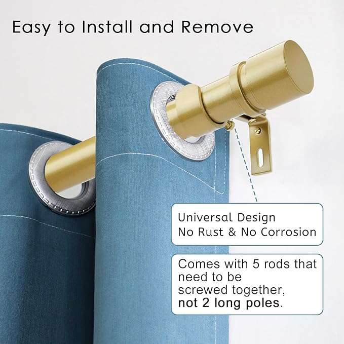 Byondeth Curtain Rods for Windows 16 to 88 Inches Adjustable Length 1 Inch - Image 2