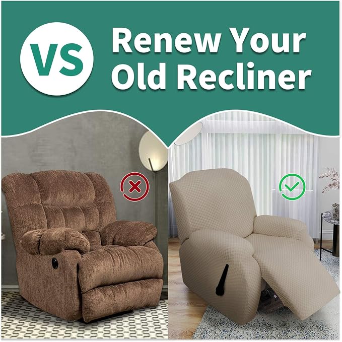 YEMYHOM 4 Pieces Oversized Stretch Recliner Slipcover Latest Jacquard Large - Image 5